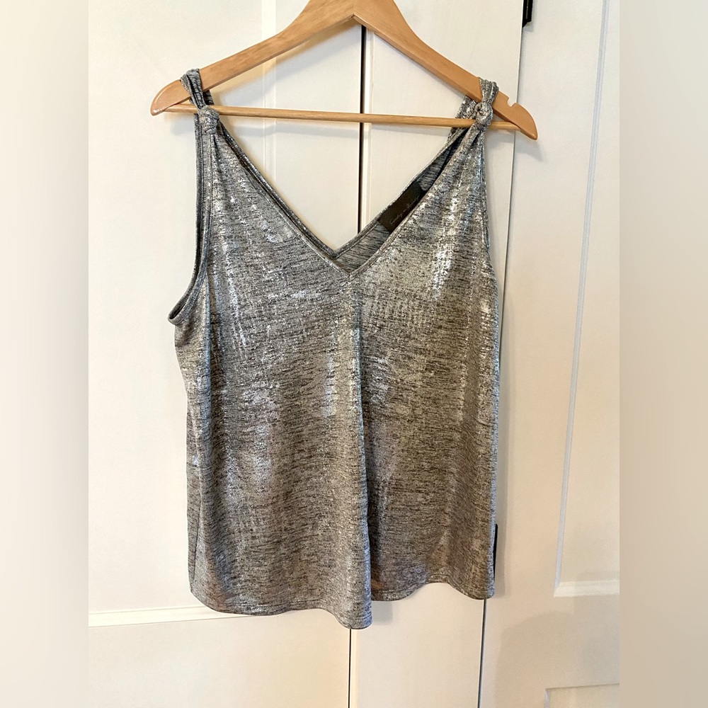Sunday in Brooklyn Silver Metallic Tank Top